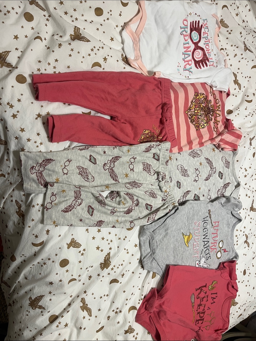 Hogwarts Pink & Gray Kids Matching Set - 5 Piece Baby Outfit